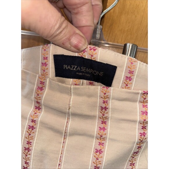 Piazza Sempione Jacquard Audrey Pants Champagne Ivory Cropped IT 48 US 12 - Picture 3 of 10